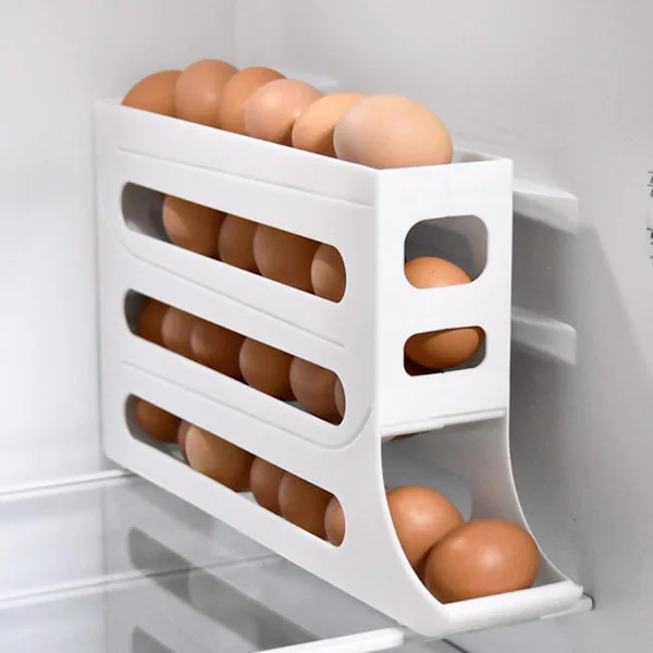 Rullende Egg Oppbevaring - Firkantet Bærbar Egg Dispenser for Kjøkken og Benkeplate Oppbevaring Stor Kapasitet Eggbeholder