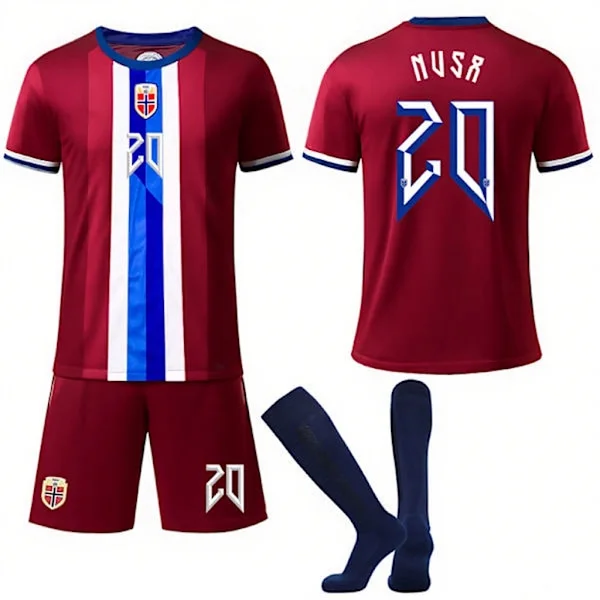 Norges landslag fotbollströja (endast T-shirt), nr 20 Nusa ungdomsstorlek XL, fotbollströja
