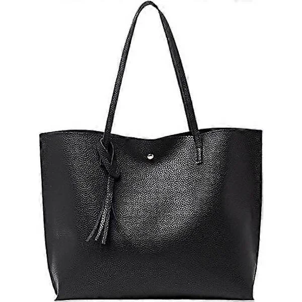 Tote Bag for Women, Ladies Handbag, Soft PU Leather Large Capacity Women Shoulder Bag with Top Handle (Black)