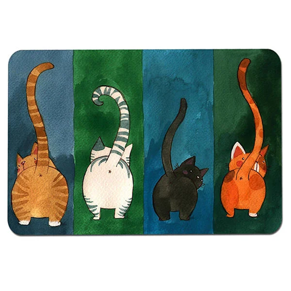 Cat Pattern Non-Slip Welcome Doormat Rug Indoor Outdoor Entrance (L)