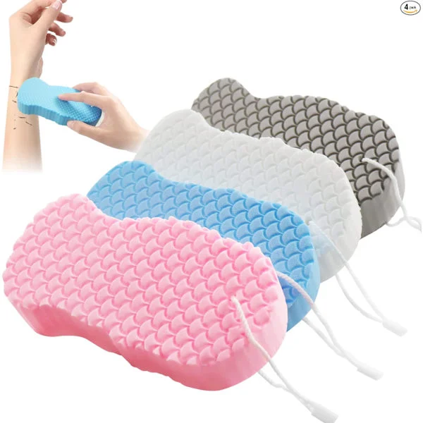 3 st 3D Badsvamp, Ultralätt Badsvamp, Supermjuk Exfolierande Badsvamp, Kroppsexfolierande Svamp, Duschsvamp för Vuxna och Barn