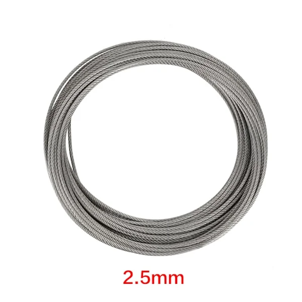 20m 304 rustfri stålwire 2,5 mm til fiskeri og løft