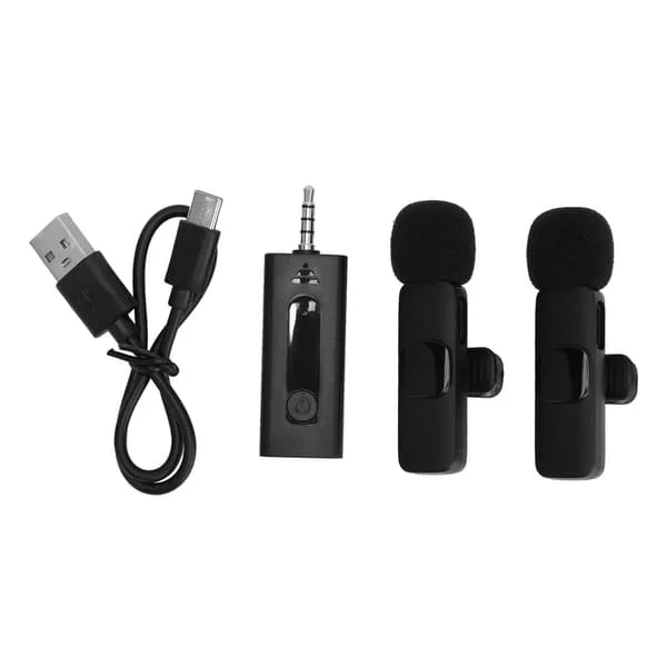 Trådløs Lavalier Revers Mikrofon 1 for 2 3.5mm Auto Støjreduktion Clip On Mic Live Streaming