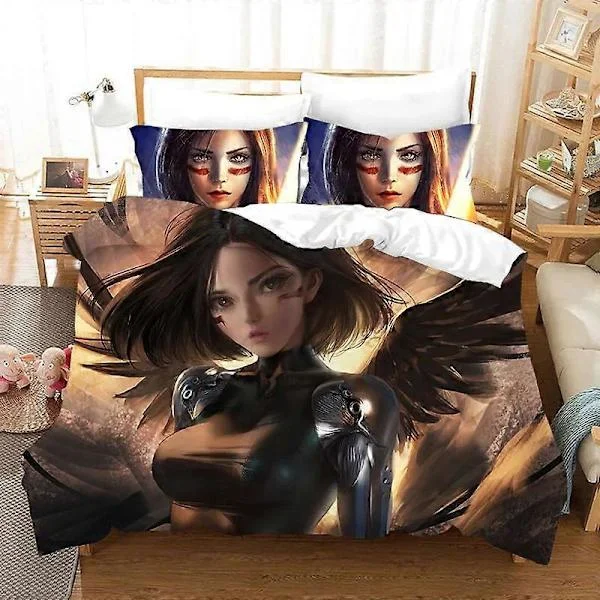 a1476 Sengetøy Film ALITA Battle Angel Sengetøy Sett Gutter Jenter Dynetrekk Putetrekk Seng Barn Voksen Hjemmetekstil3-Delt Sengetøy Sett (1 Dy