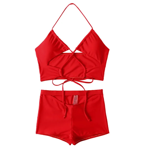 Bikini för kvinnor med ihålig bandage, push-up bikini set, brasiliansk baddräkt, sommarstrandkläder, badkläder