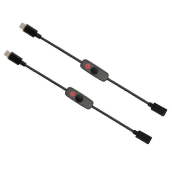 Strömbrytare USB Typ C med Indikeringslampa Hane till Hona USB-C Förlängningskabel Brytare för 4B 2 P Svart