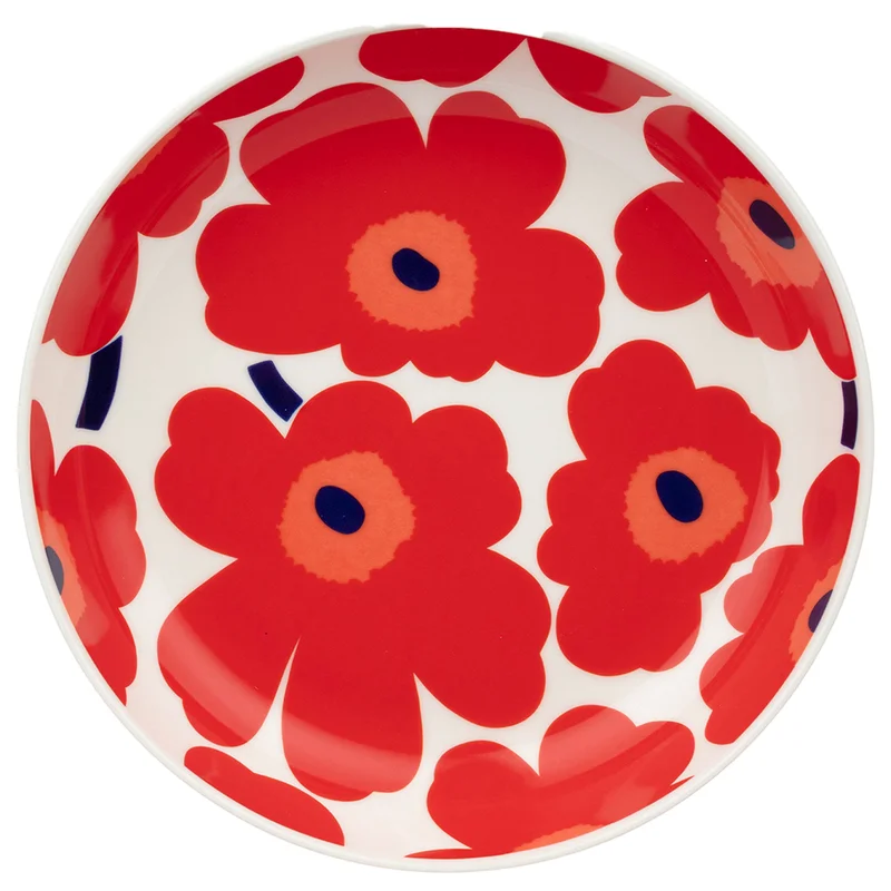 Marimekko Unikko tallrik djup 20,5 cm, röd/vit/blå | Dukning & Servering > Tallrikar > Djup tallrik | Bagaren och Kocken