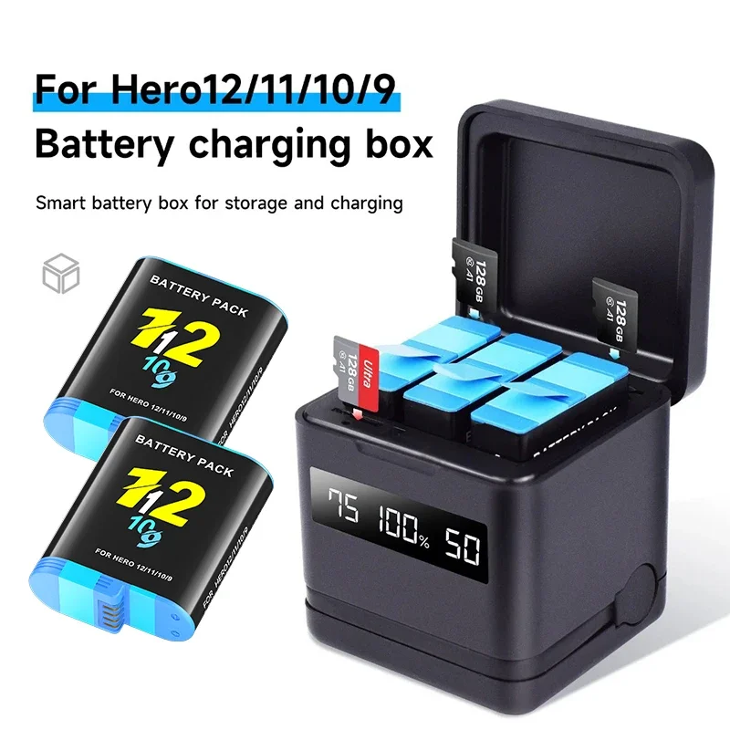 AliExpress - Für Gopro Hero 12/11/10/9 Akku mit LCD Display Multifunktionale Smart Gopro Akku Ladebox/Koffer für Gopro Hero 12 Hero 11 Hero 10 Hero 9