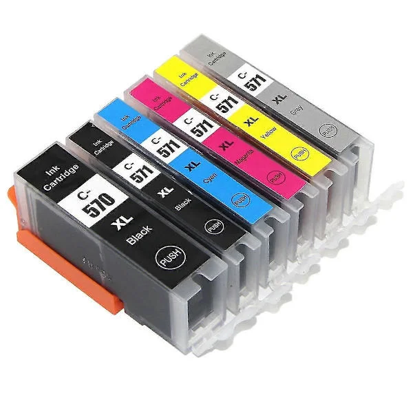 Sett med 6 blekkpatroner for å erstatte Canon PGI-570 og CLI-571 kompatible/ikke-OEM fra Go Inks (6 blekk)