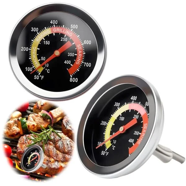 2 stk. BBQ Temperaturmåler 52mm Urkul Termometer Ovn Termometer Port Lam Oksekød Pizza