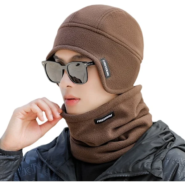 Winter Fleece Cycling Cap - Windproof & Thermal Coffee