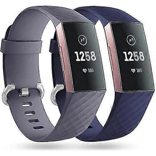 2-pack ersättningsarmband kompatibelt med Fitbit Charge 3-armband / Fitbit Charge 4-armband, klassiska sportarmband för kvinnor och män