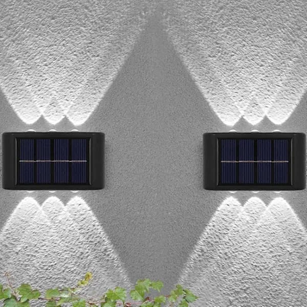 Solcelle Vegglamper Utendørs, 6 LED Vanntette Solcelle Gjerdelamper, for Hage, Gjerde, Hage, Inngangsdør, Gangvei (Klar Hvit, 2 Pakning)