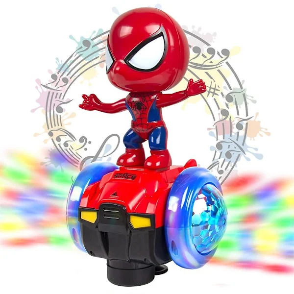 Superhero 360 Graders Rotation Robot Legetøj Spiderman Actionfigurer Elektrisk Bil & Dukke Interaktiv Belysning & Lyd Legetøj Drenge Piger Gave