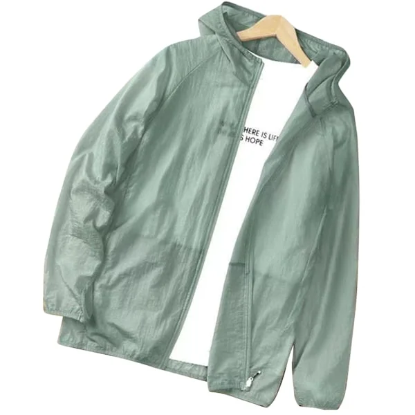 Men's Sun Protection Jacket Lightweight Breathable UV Shirt Long Sleeve Sun Protected Cooling Hoodie for Summer Fishing Hiking Fitness Green XL