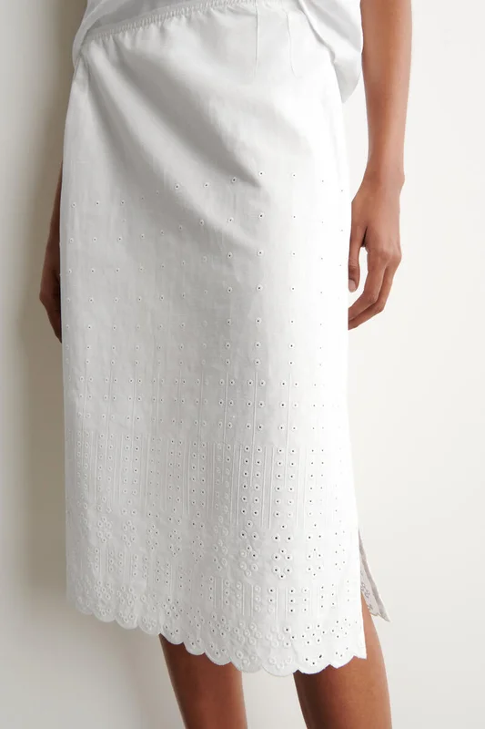 COS Broderie Anglaise Cotton-Linen Skirt in White - Women