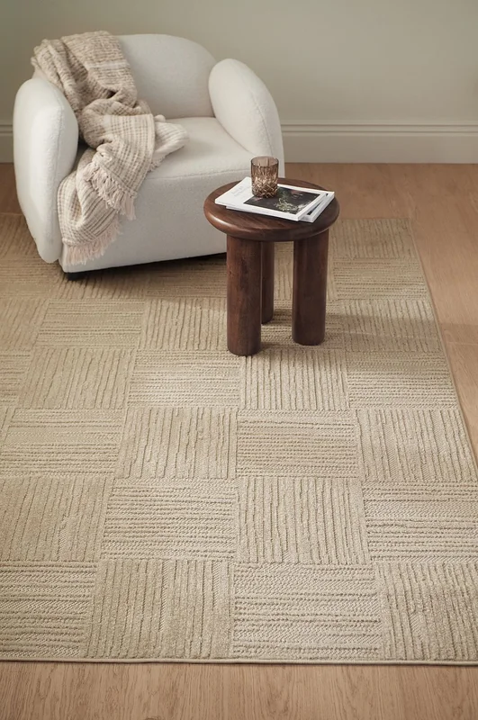 &Home - Teppe Daisy Check - Beige - Glattvevde tepper - 200X290 - Fra Homeroom