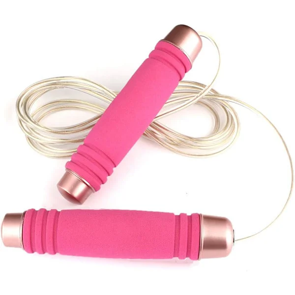Vektet hoppetau for håndtak, justerbar TPU-kabel med lager Komfortabelt skumhåndtak Hoppetau for trening og fitness rosa 10 fot 10 fot