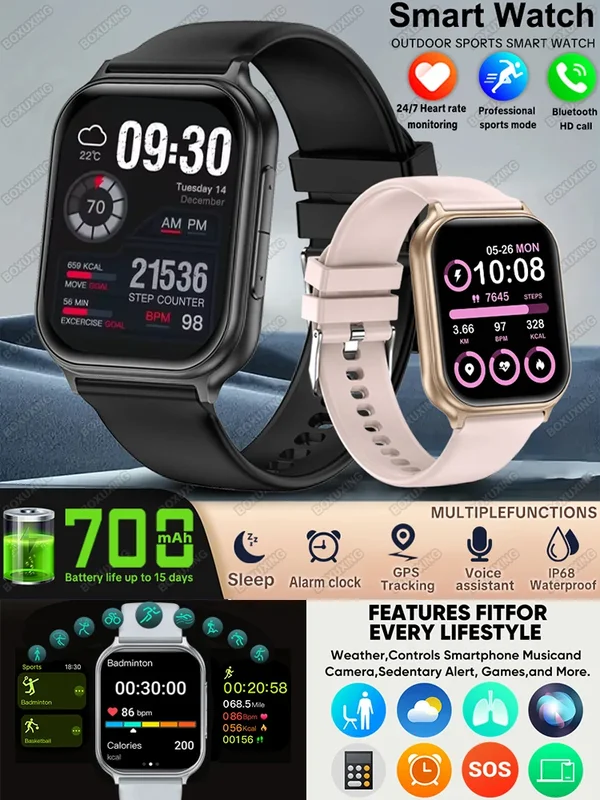 AliExpress - 2026 Neue Y1 Smartwatch für Männer und Frauen Sport-Fitness-Tracker Herzfrequenz IP68 Wasserdicht Bluetooth-Anruf Schlaf-GPS-Tracking 