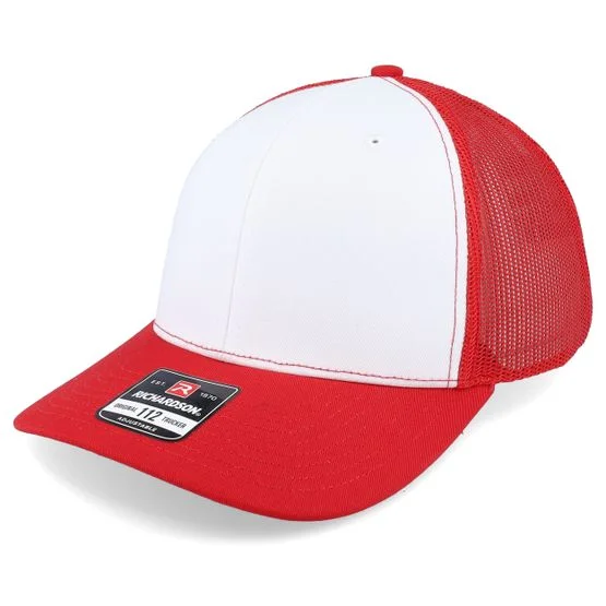 Richardson - 112 Alternate White/Red Trucker Trucker White Cap - @ Hatstore