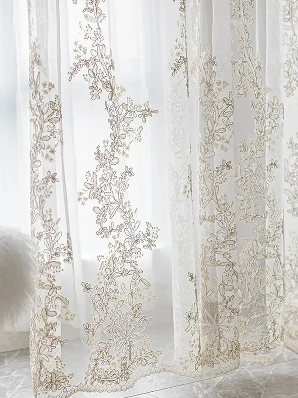 AliExpress - Europäische Stickerei-Spitze Weißer Tüll Transparenter Vorhang für Wohnzimmer Schlafzimmer Balkon Fenster Luxuriöse Garn-Voile Gardinen