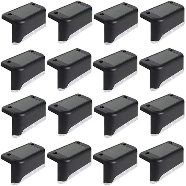 16-pack Solcellsdäckslampor Utomhus, Varmt Ljus LED Solcellsdrivna Däckslampor Vattentäta Solcellstrapplampor Utomhus för Däck, Trappa, Steg, Räcke
