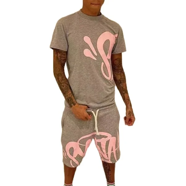 Syna World Herr Tracksuit Sportset 2-pack T-shirt Shorts Casual Toppar Byxor Trendiga Tracksuits D D
