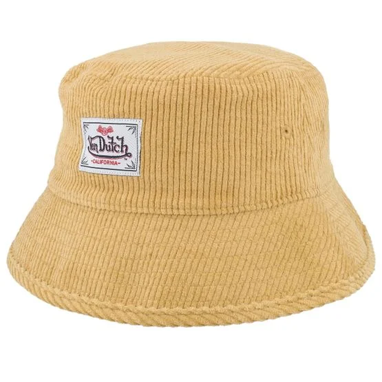 Von Dutch - Beige bucket Hat - Square Patch Hat Yellow Bucket @ Hatstore