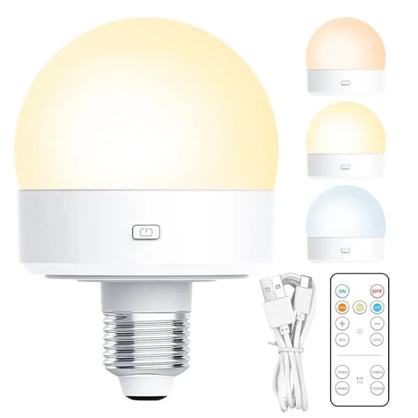 Uppladdningsbar LED-lampa med fjärrkontroll 3 färgtemperaturer med timer Fjärrkontroll Magnetisk