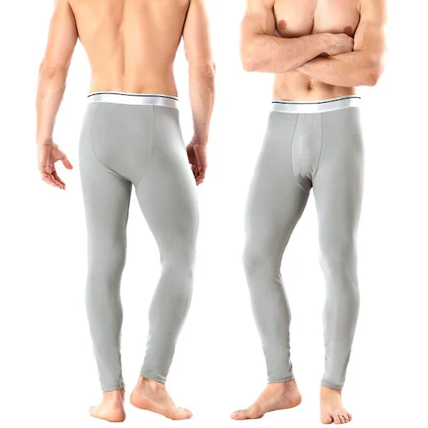 Termobyxor Herr Vinter Tjock Fleecefodrad Lång Varma Leggings Grå L