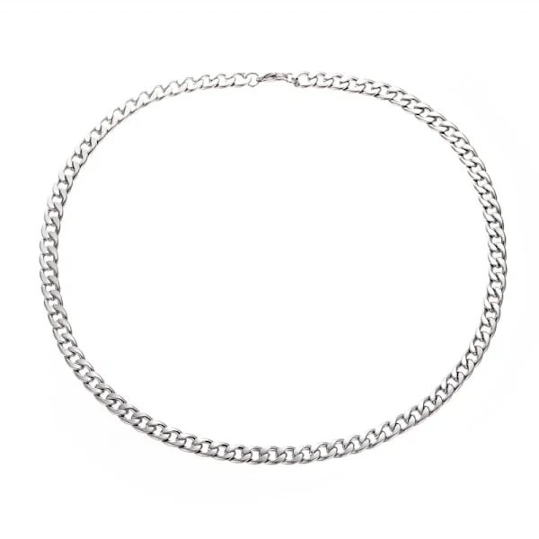 Men's Stainless Steel Necklace, Clavicle Chain, Neck Chain, Accessory, Cuban Link 8mm Width 55cm