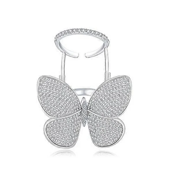 Mode justerbar fjärilsformad ring med diamant dam smycken 7