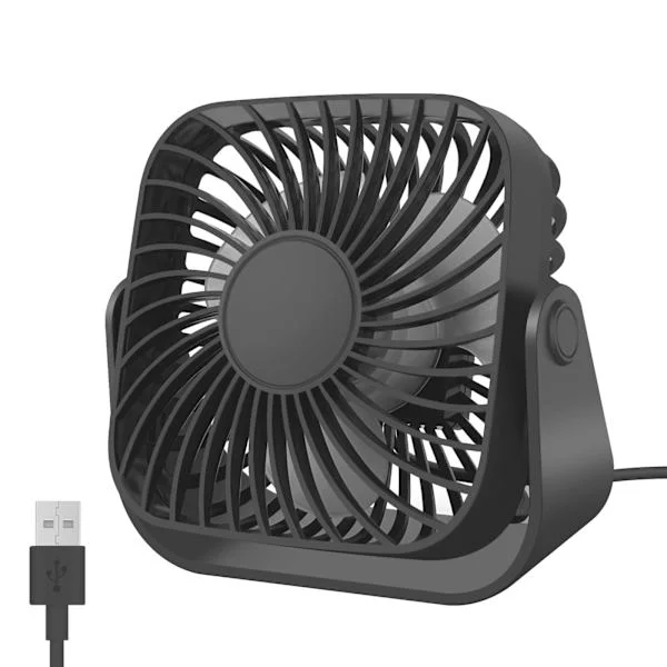 (Nero)Jsdoin USB-skrivbordsfläkt, liten skrivbordsfläkt, mini personlig fläkt, 3 hastigheter, 360掳 rotation, co