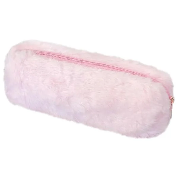 Plysj penal, myk penal for jenter, myk penal, plysj, lodden penal, myk sminkeveske, søt penal (rosa)