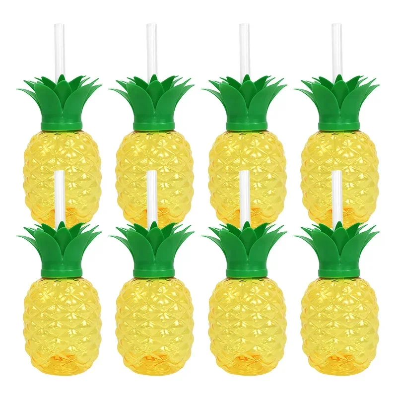 AliExpress - 8 Stück Plastik Ananas Tassen mit Stroh Erdbeer Trinkbecher Hawaii Luau Party Dekor tropischen Sommer Strand Geburtstag liefert