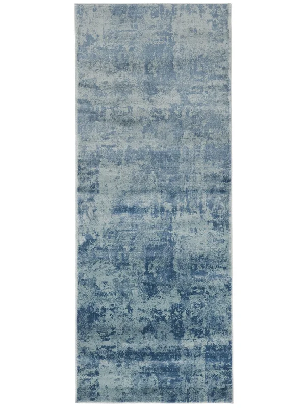 Abstract Harper Blue Runner Rug Small Oeko-Tex