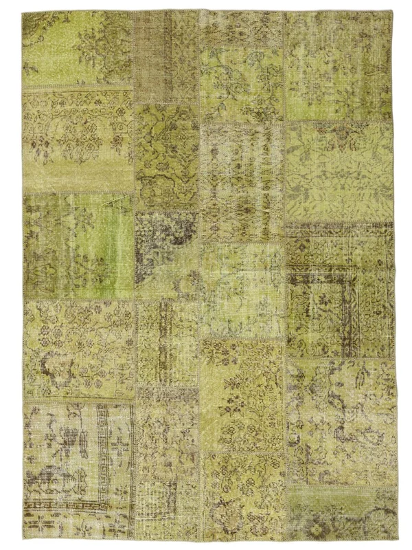 Patchwork Rug Modern Dark Yellow/Dark Green (Wool, )