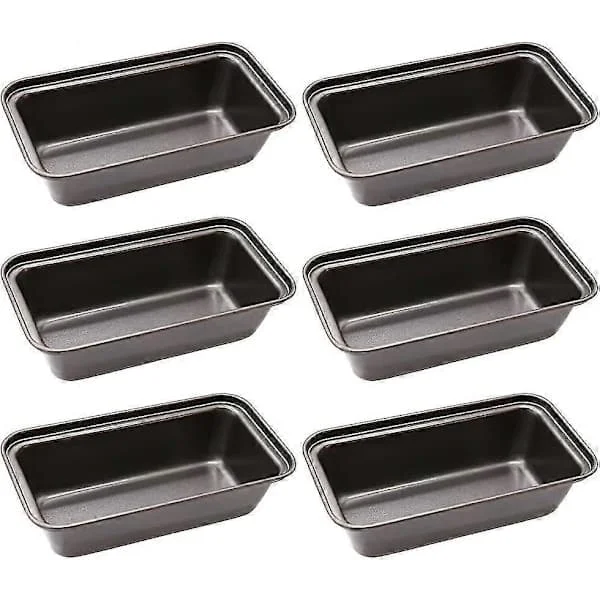 Brødform, 6 stk. non-stick mini brødforme og brødforme, brødform i kulstofstål til brød, kager, quiche og brownies