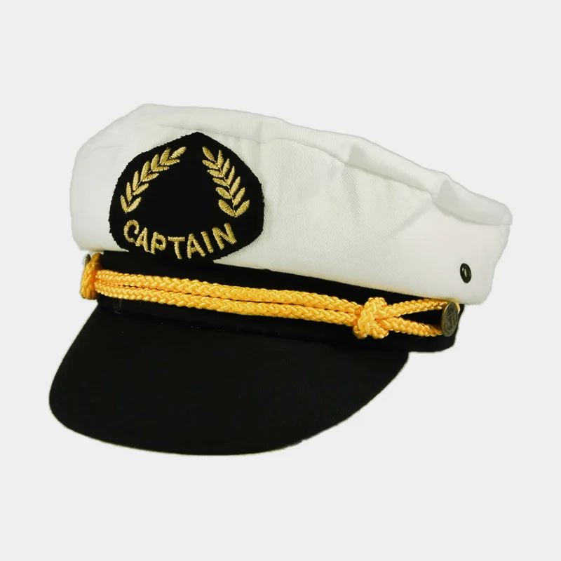 Captain's hat, white/black, 58 cm