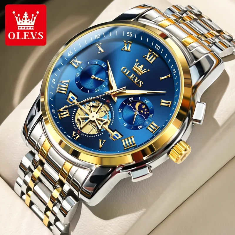AliExpress - OLEVS 2859 montre à Quartz étanche en acier inoxydable de luxe pour hommes chronographe lumineux montres pour hommes Relojes Para Hombre