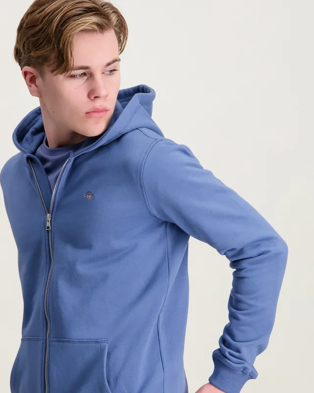 GANT Shield Full Zip Hoodie Blauw Hoodies Jongens - Kids Brand Store