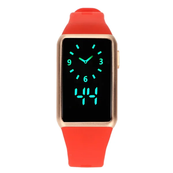 Smart Watch Legering Silikone Glas 210mah 30m Vandtæt LED Fitness Ur til Familievenlige Kolleger Rød Rem Guld Skal
