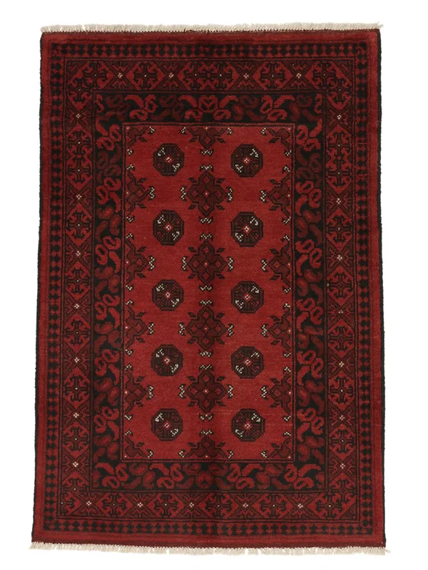 Tapis Afghan Fine 96X145 Noir/Rouge Foncé (Laine, )