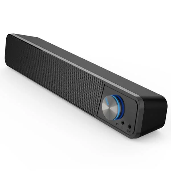 Mustat PC-kaiuttimet, 12 wattia, PC-soundbar, USB-virta, 3,5 mm