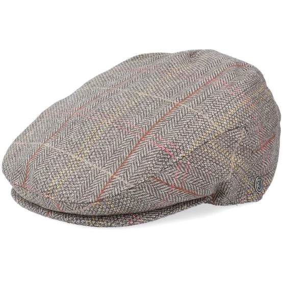 Jaxon & James - Beige flatcap Cap - Tweed Khaki Flat Cap Herren Schiebermütze aus Tweed, Beige, Größe L (59 CM)