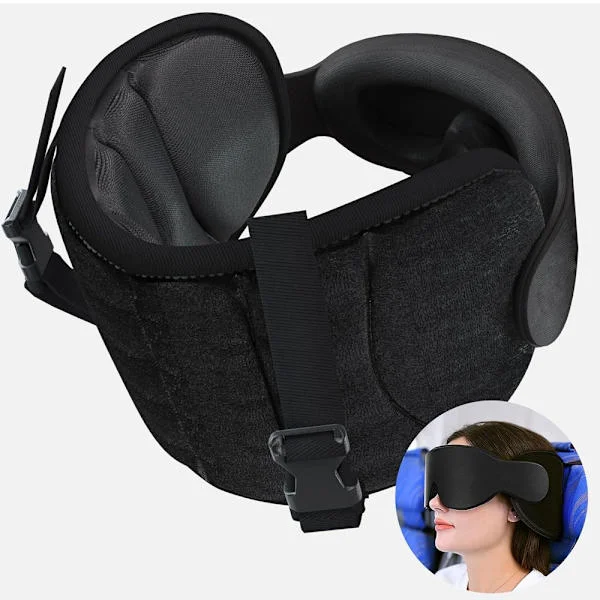 [LCS] Travel Pillow for Airplane, Sleep Travel Neck Pillow with Eye Mask, Long Haul Flight Pillow, Car Travel Pillow, Car Neck Support for Car Trips