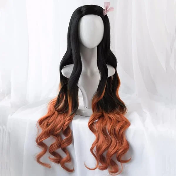 Kamado Nezuko Peruk Nezuko Cosplay 95cm Gradient Långt Hår Tillbehör Värmebeständig Syntetisk Peruk(YJD)