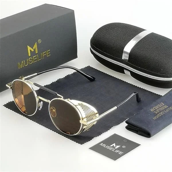 Retro Round Metal Sunglasses, Steampunk Men, Women, Glasses Uv Protection
