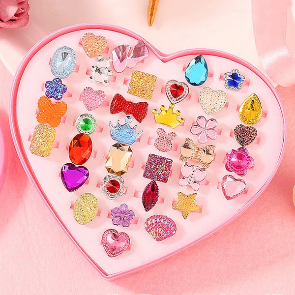 Prinsesse Ring Charm Finger Ringe Legetøjssmykker Børnefest Gunstgave 36stk/parti