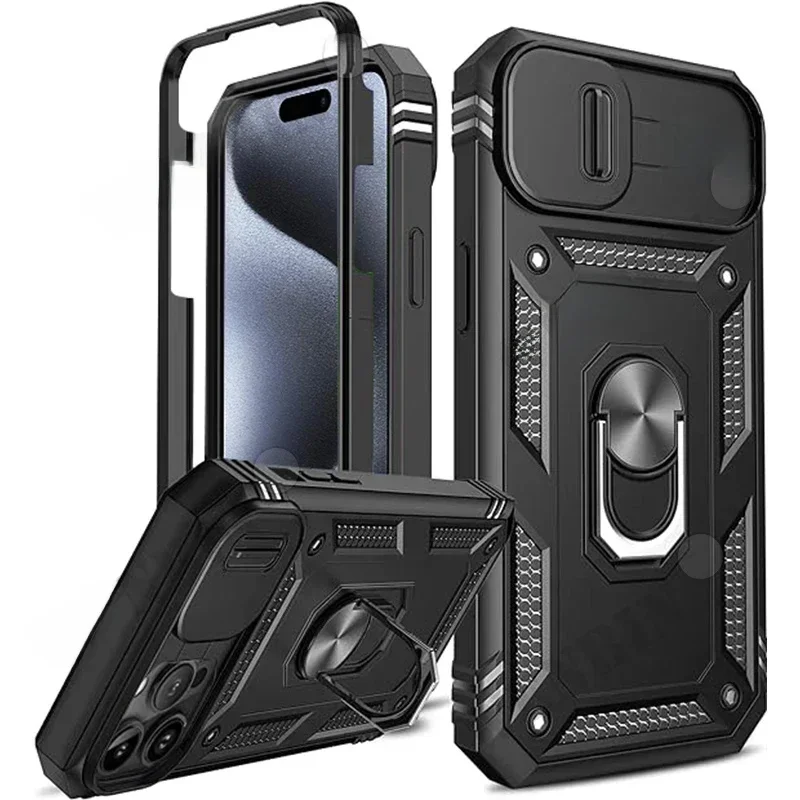 AliExpress - Hülle für iPhone 17 16 16e 15 14 13 12 11 Pro Max Plus Mini XS XR 8Plus 8 7SE Heavy Duty mit Kamera 360 Grad Kickstand Cover